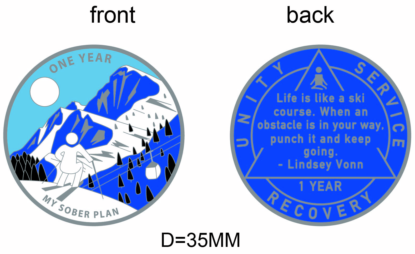 My Sober Plan - 1 Year Sobriety Chip